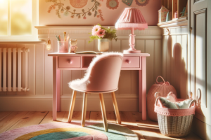 różowe biurko